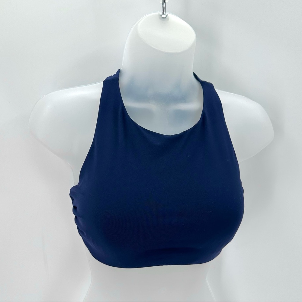 ATHLETA Maldives Bikini Top Swimwear Sz 32D/DD Blue Navy  Bra Cup TOP ONLY